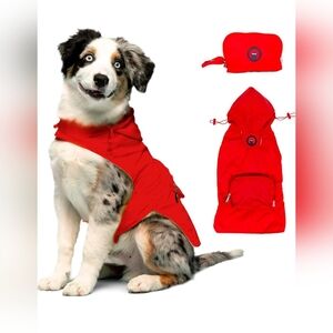 fabdog Red Raincoat Packable Waterproof Nylon Coat for Dogs - sz XS